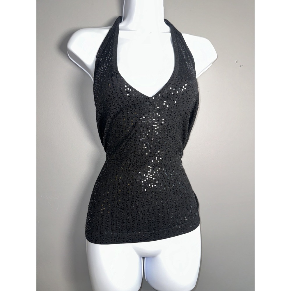 BCBGMaxAzria Black Sequin Tank Top